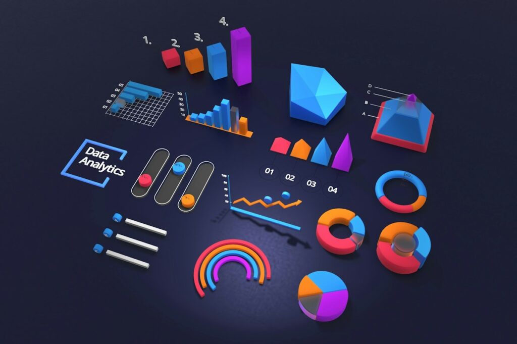 Digital analytics and AI search visualization on a screen