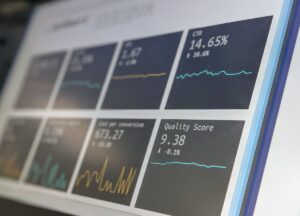 Data reporting dashboard showing business performance analytics